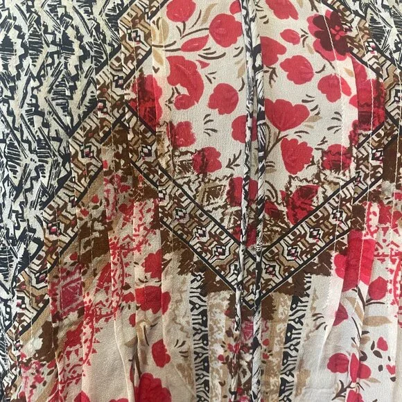 Kyla Seo Anthropologie Womens Colorful Oversized Tunic Boho Pintuck Blouse S - Picture 9 of 12